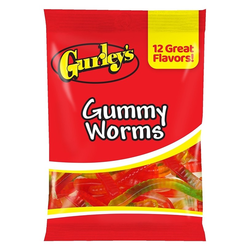 Gurley's 743788 Candy, Gummy, Gummy Worms Flavor, 5.75 oz (Pack of 12)