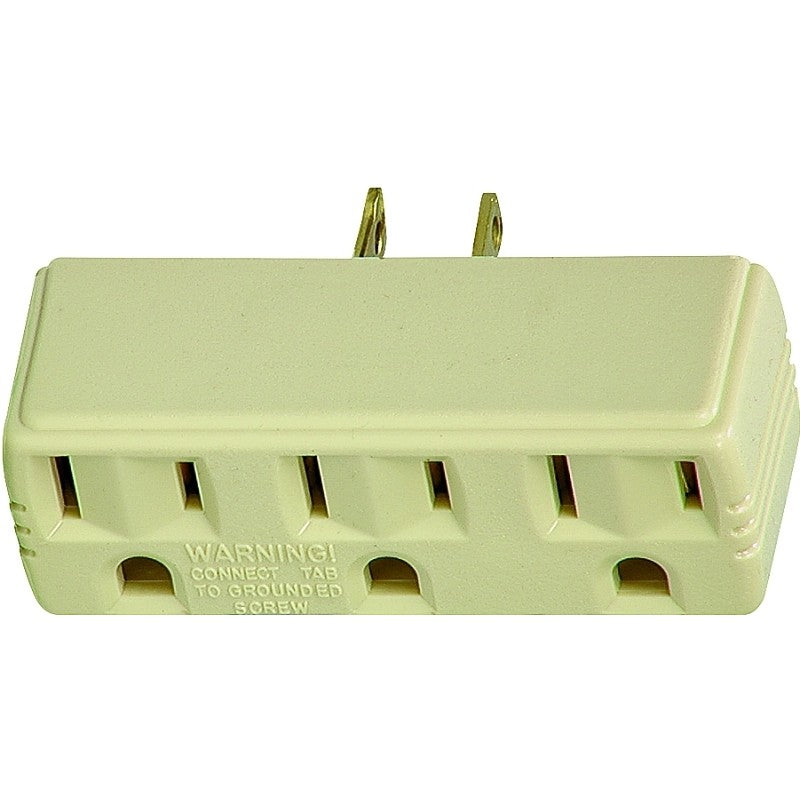 Eaton Wiring Devices 1219V-BOX Outlet Adapter with Grounding Lug, 2 -Pole, 15 A, 125 V, 3 -Outlet, Ivory