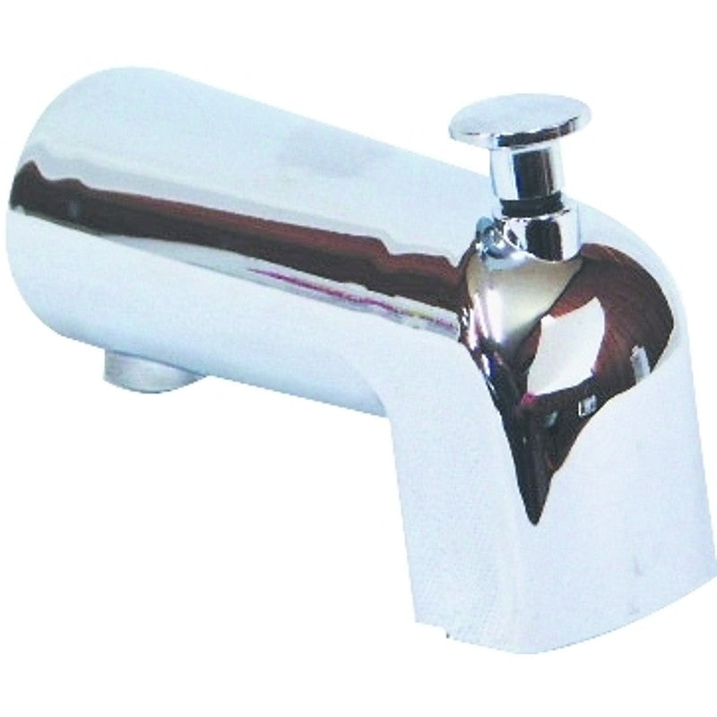 US Hardware P-520C Bathtub Spout with Diverter, 1/2 in Connection, FNPT, Plastic, Chrome Plated