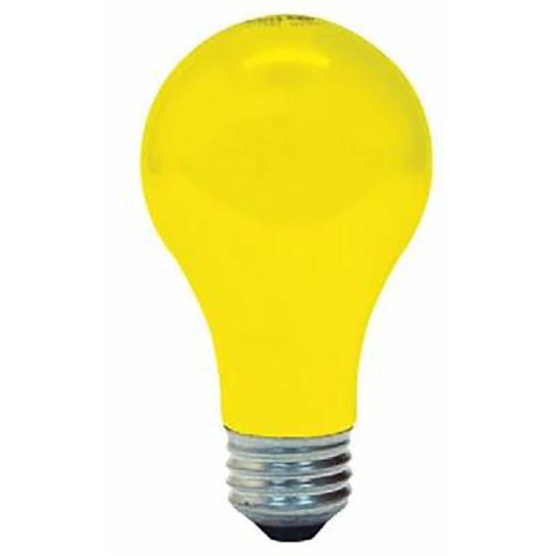 GE 97495 Bug Lightbulb, 60 W, A19 Bulb, E26 Medium Base, 550 Lumens, Yellow Light, 1000 hr Average Life