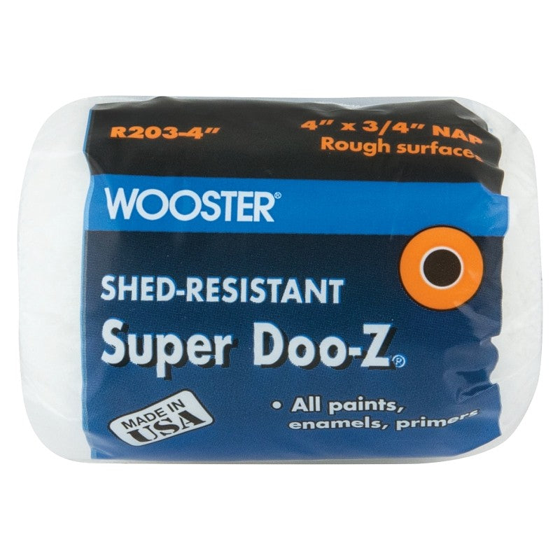 Wooster R203-4 Roller Cover, 3/4 in Thick Nap, 4 in L, Fabric Cover, White (Pack of 24)