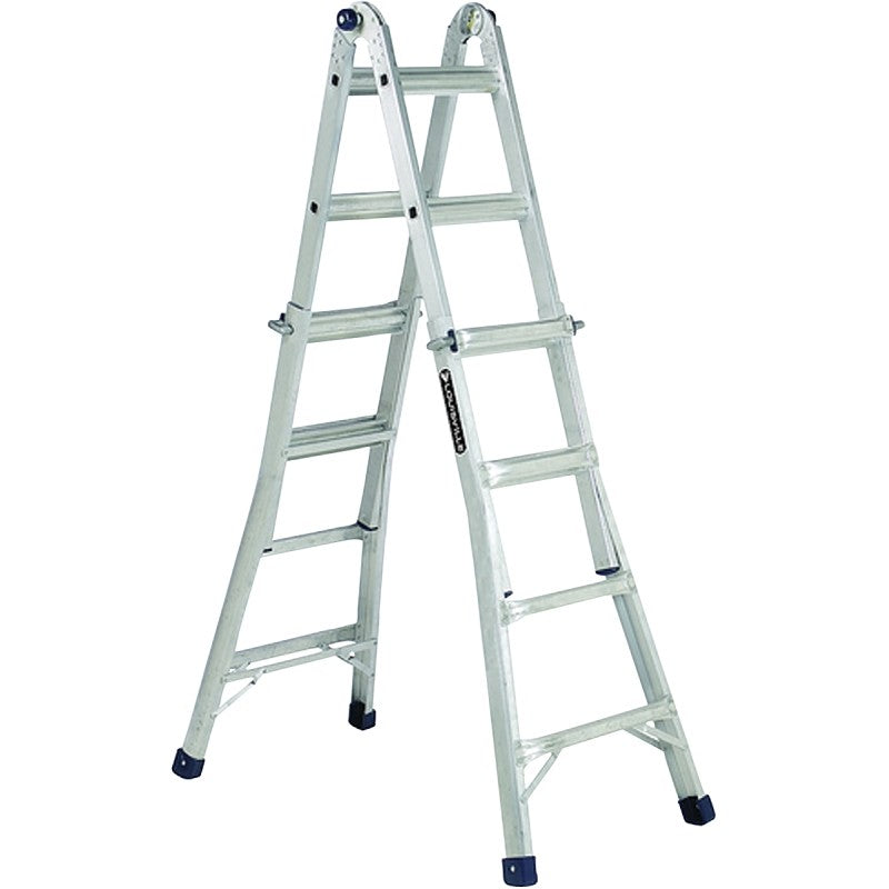 Louisville L-2098-22 Multi-Purpose Ladder, 11 to 19 ft Max Reach H, 20-Step, Type IA Duty Rating, Aluminum