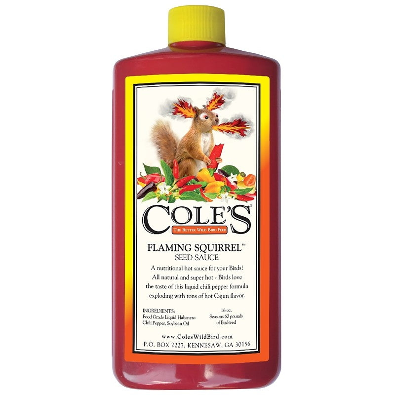 Cole's Flaming Squirrel Seed Sauce FS16 Bird Seed, Cajun Flavor, 16 oz Bottle