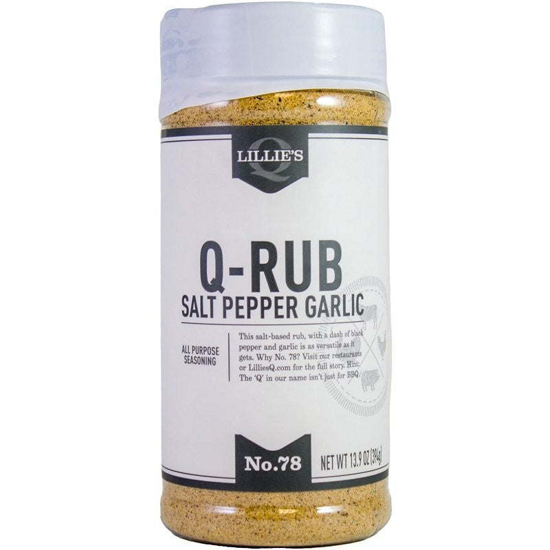Lillie's Q LQ00112-C Q-Rub, Garlic, Pepper, Salt, 7.9 oz Jar