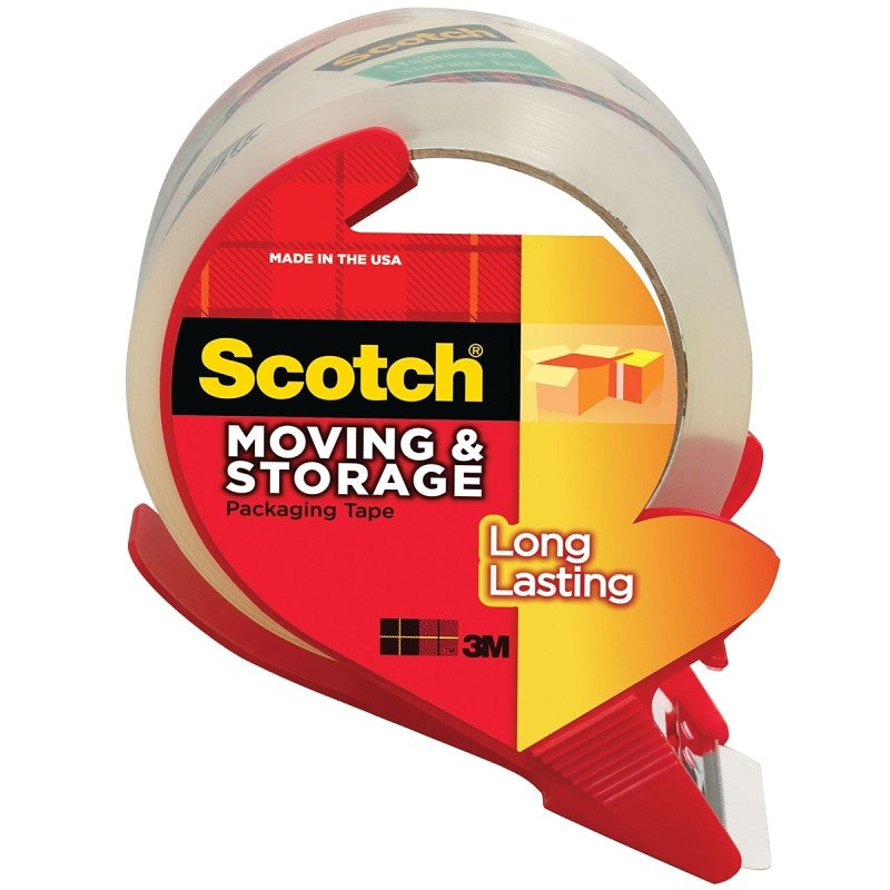 Scotch 3650S-RD Series Packaging Tape, 38.2 yd L, Clear, 1.88 in W, 2.4 mil, Polypropylene Backing