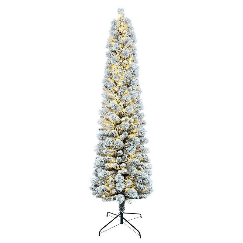 Puleo Asia Limited TFP-75C350-K Toronto Flocked Tree, 7-1/2 ft H, Pine Family, Plug-In, Incandescent, Clear Light