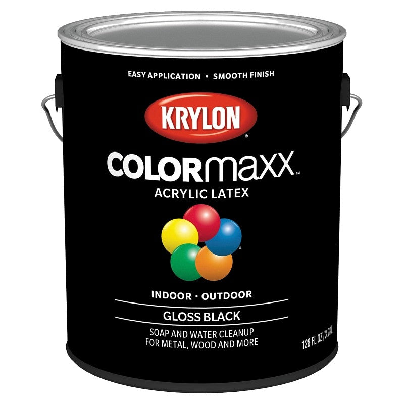 Krylon K05648007 Paint, Gloss, Black, 1 gal (Pack of 4)
