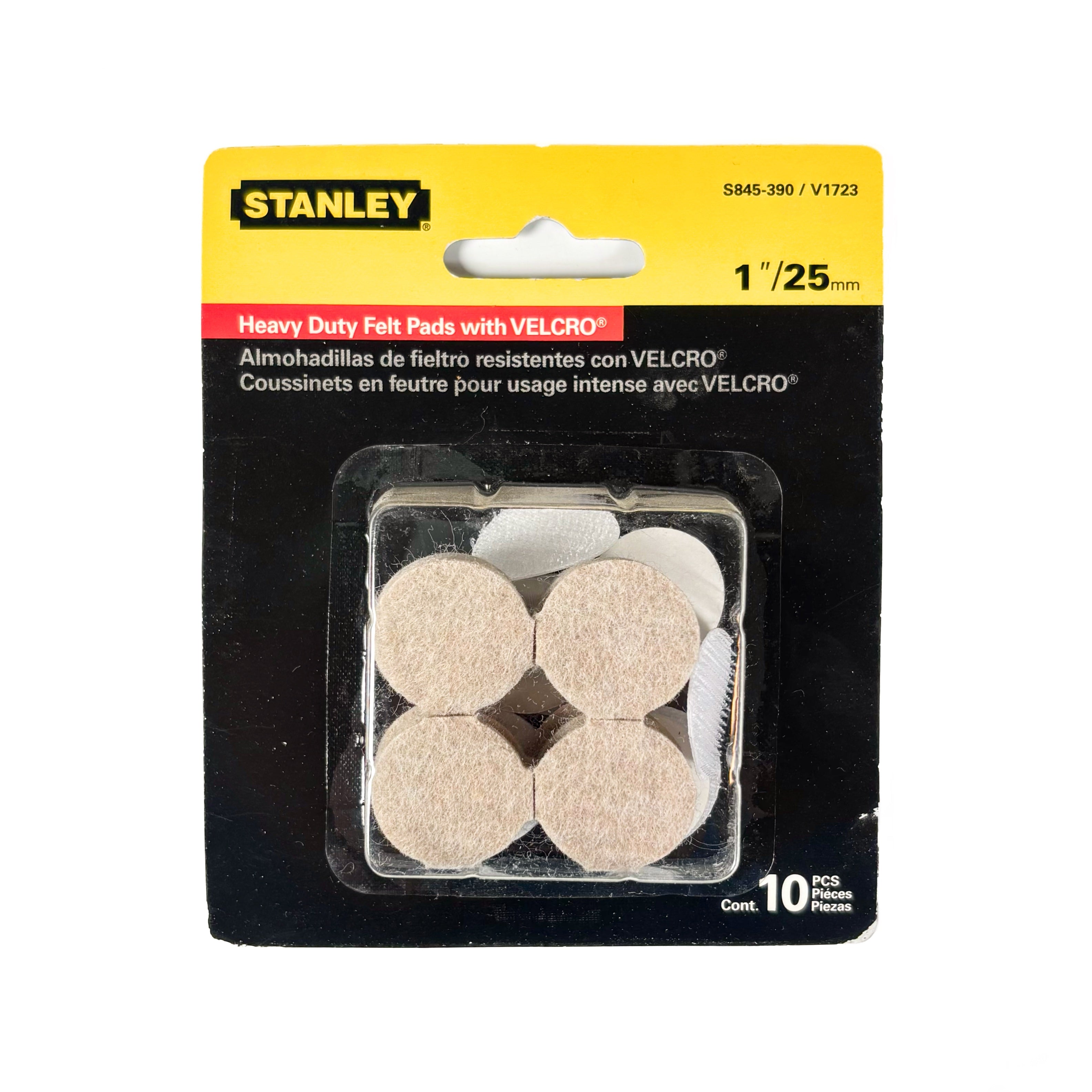 Heavy Duty Felt Pads Hook & Loop Back 1 Inch Round Oatmeal 10 Pack