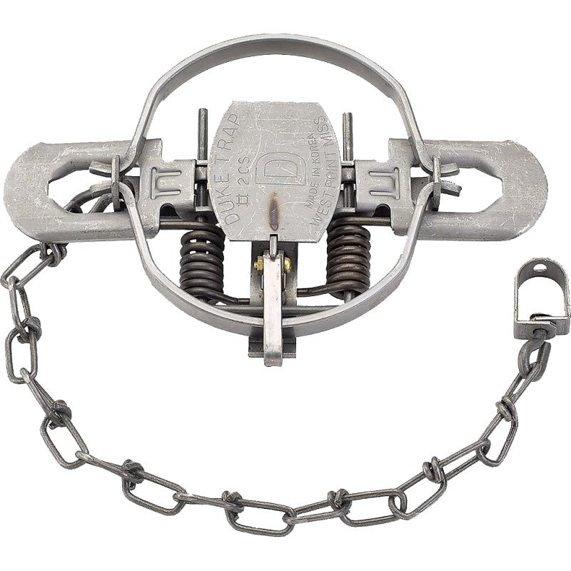 Duke Traps 0490 Coil Spring Trap, Spring Locking, For: Bobcat, Coyote, Fox, Lynx, Otter
