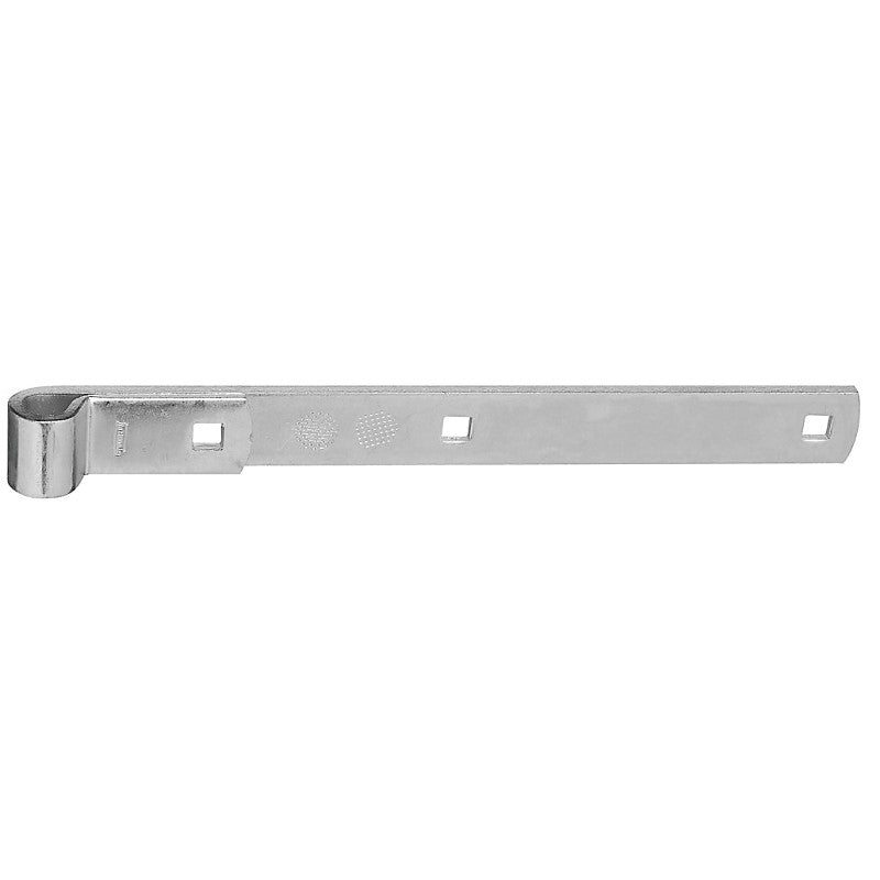 National Hardware N130-765 Strap Hinge, 12 in L x 1-1/4 in W Dimensions, 0.22 in Thick Leaf, Steel, Zinc, 150 lb