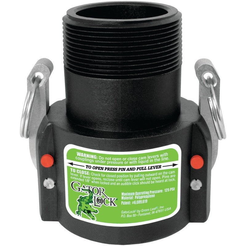 Green Leaf GLP 150 B Cam Lever Coupling, 1-1/2 in, Female x MNPT, Glass Filled Polypropylene