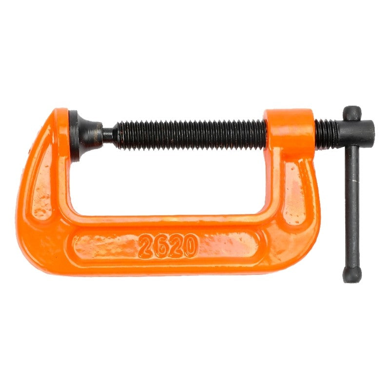 Pony 2620 Classic C-Clamp, 400 lb Clamping, 2 in Max Opening Size, 1 in D Throat, Ductile Iron Body, Orange Body