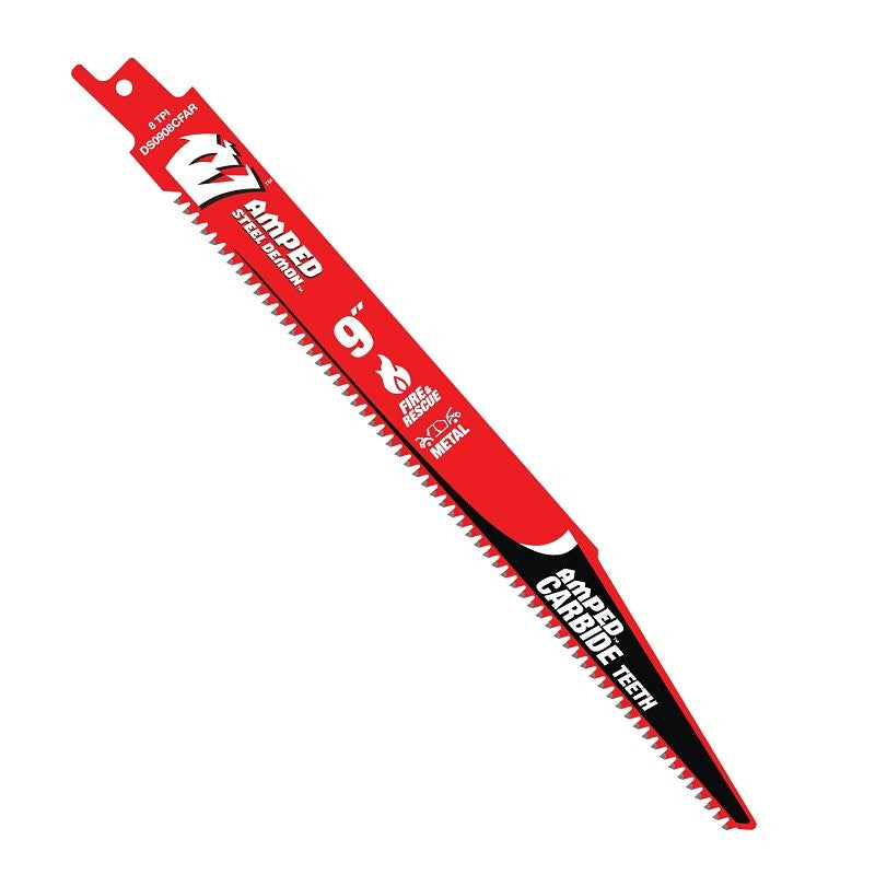 Diablo AMPED Steel Demon Series DS0908CFAR10 Reciprocating Saw Blade, 9 in L, 8 TPI, Carbide Cutting Edge