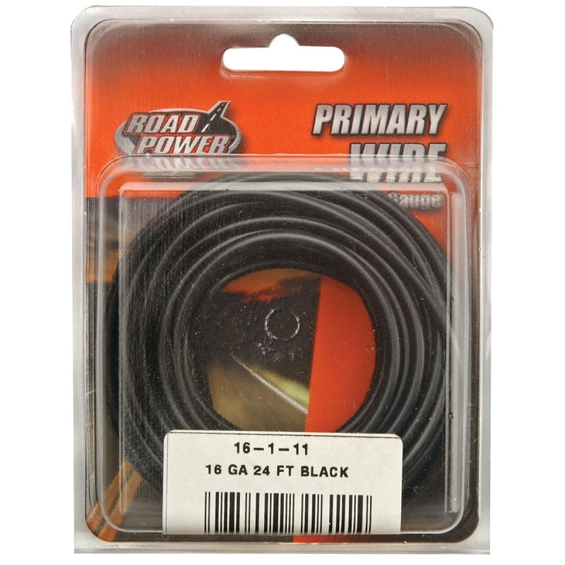 Road Power 55666633/16-1-11 Electrical Wire, 16 AWG Wire, 1-Conductor, 25/60 VAC/VDC, Copper Conductor, Black Sheath