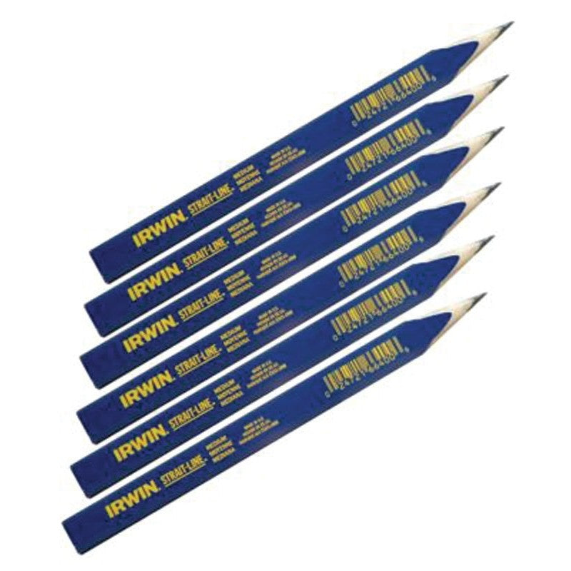 Irwin 66302 Carpenter Pencil, Blue, 7 in L, Wood Barrel (Pack of 12)