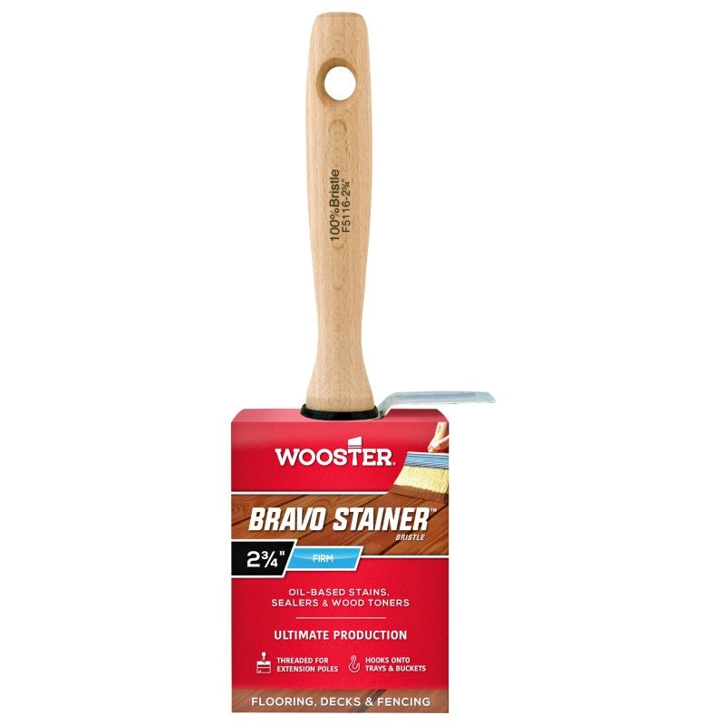 Wooster F5116-2 3/4 Paint Brush, White, Hardwood Handle, 2-3/4 in W, Stain Brush, China Bristle