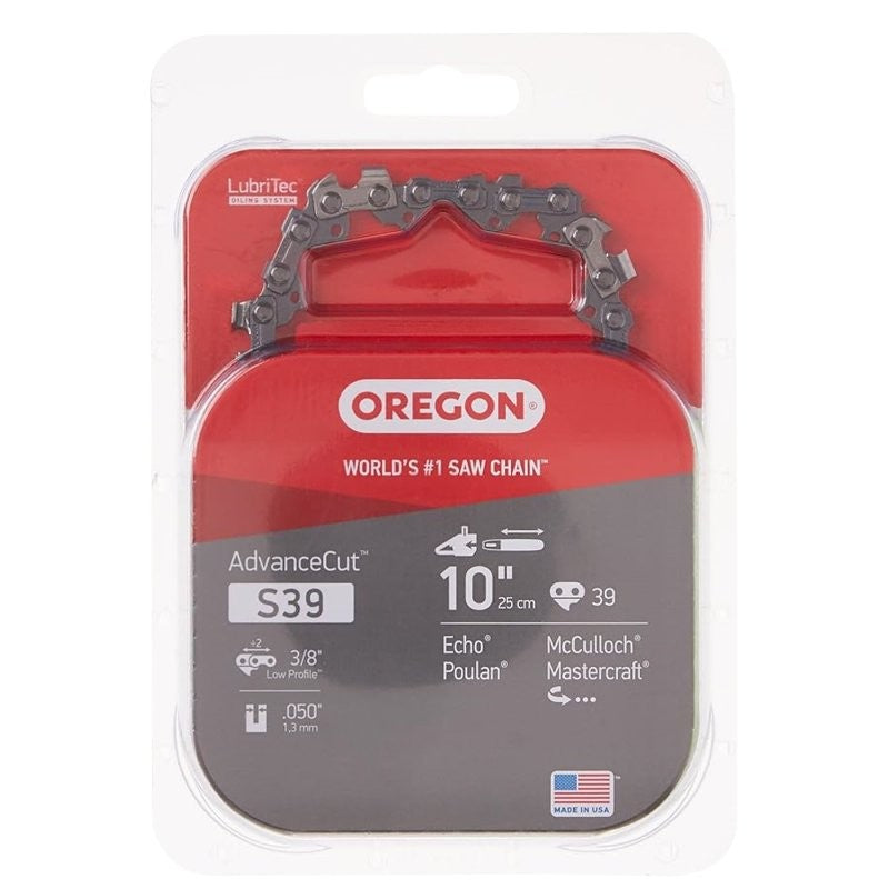 Oregon Xtraguard S39 Chainsaw Chain, 10 in L Bar, 0.05 Gauge, 3/8 in TPI/Pitch, 39-Link