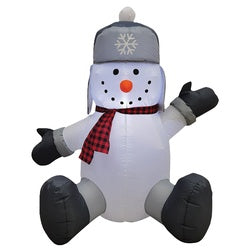 Santas Forest 90937 Inflatable Snowman, 4 ft H, Polyester, Gray/White, Internal Light