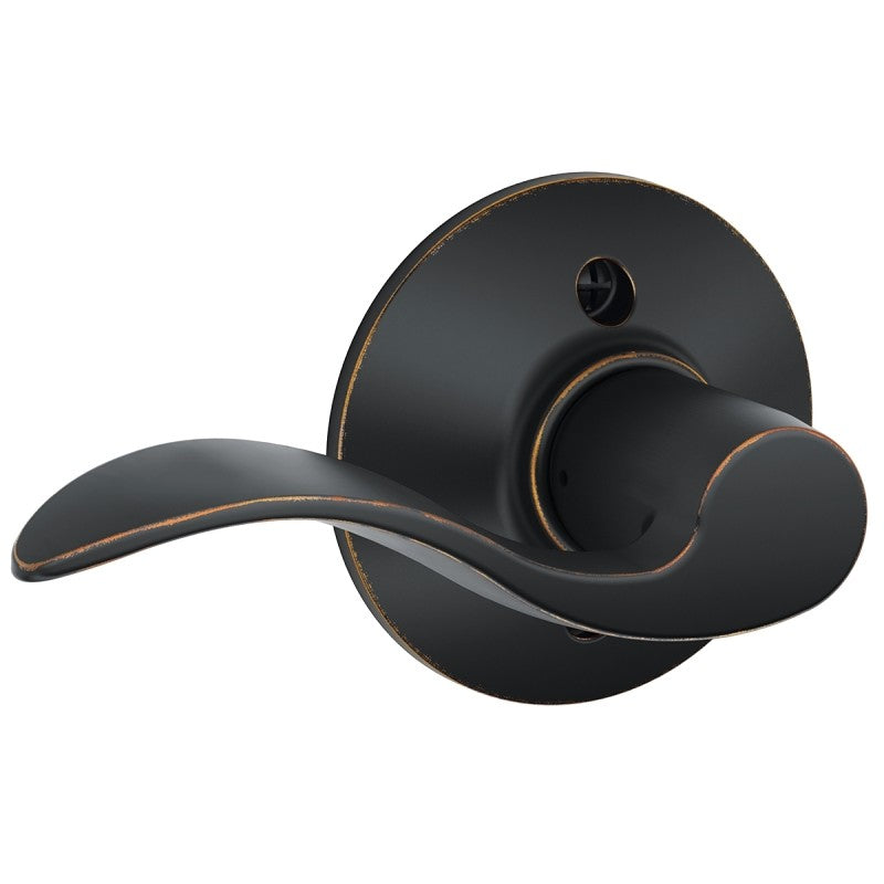 Schlage Accent Series F170ACC716LH Left Hand Dummy Lever, Mechanical Lock, Aged Bronze, Metal, Residential, Left Hand