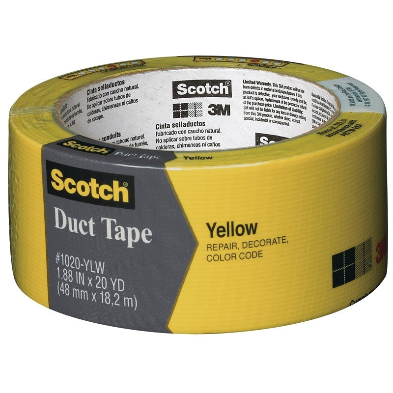 Scotch 3920-YL Duct Tape, 20 yd L, 1.88 in W, Yellow