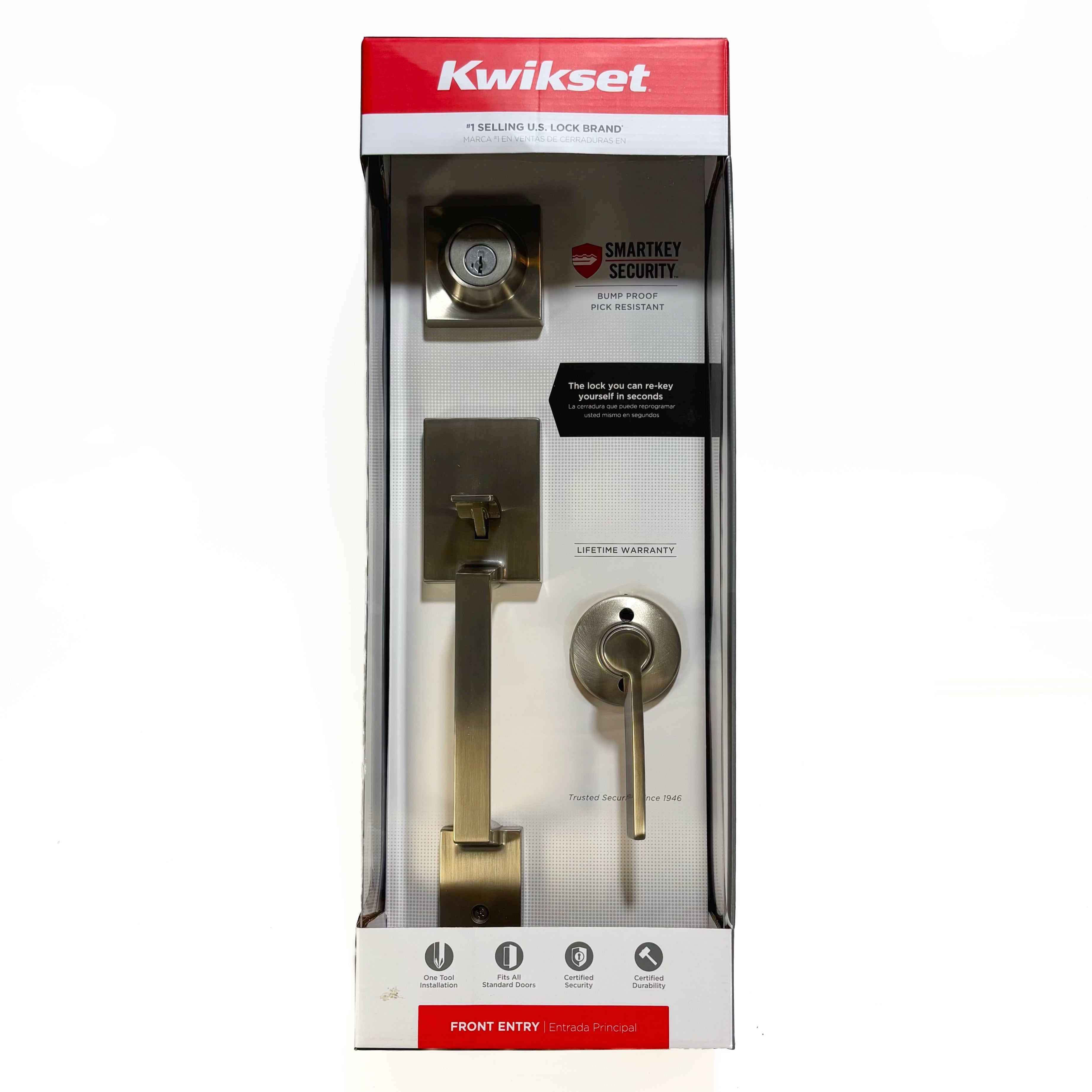 Complete Amador Handleset Ladera Lever Interior Smartkey Satin Nickel Single Cylinder