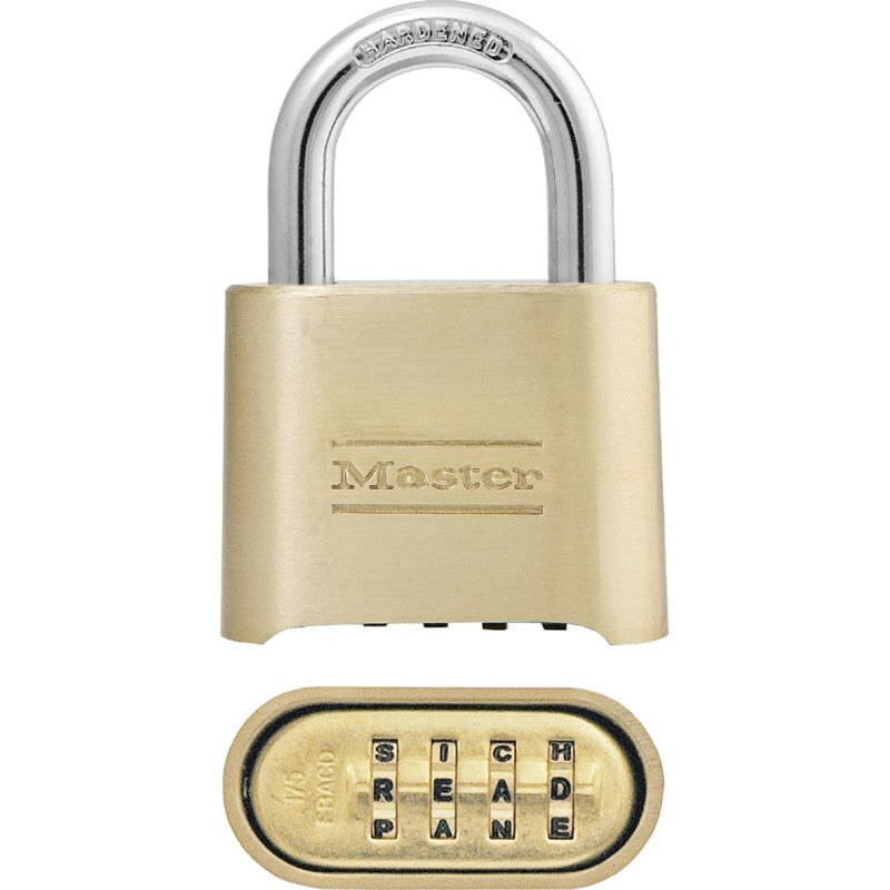 Master Lock 175DWD Padlock, 5/16 in Dia Shackle, 1 in H Shackle, Steel Shackle, Brass Body, Brass, 2 in W Body