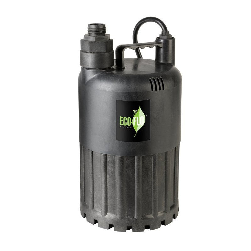 Eco-Flo SUP Series SUP80 Submersible Utility Pump, 3.3 A, 115 V, 1/2 hp, 1-1/4 in Outlet, 3180 gph, Thermoplastic