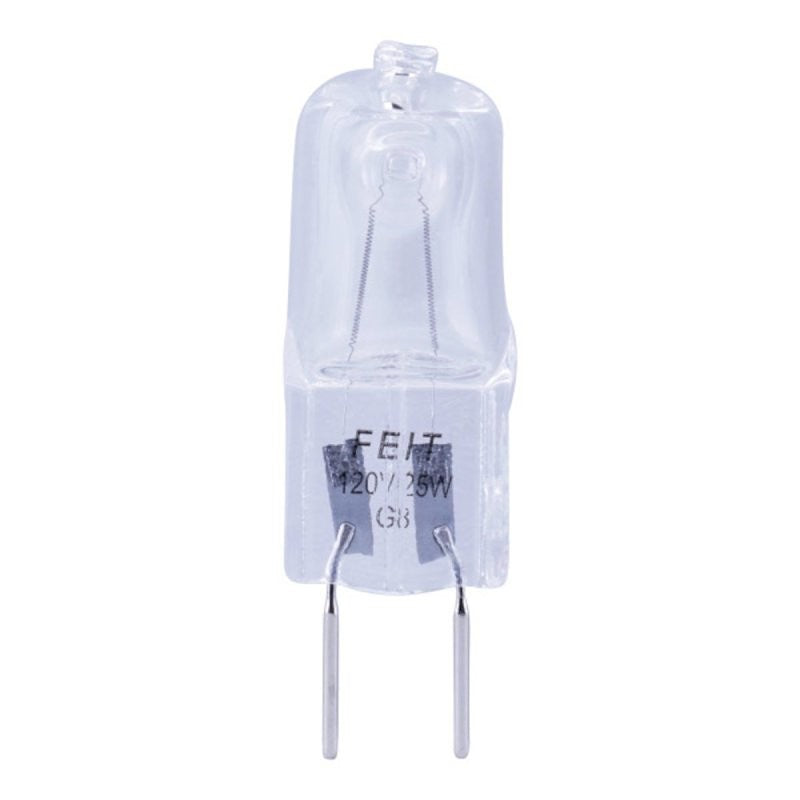 Feit Electric BPQ25/G8/CAN Halogen Bulb, 1.8 in L Dimensions, 25 W, G8 Lamp Base, JCD T4 Lamp, 3000 K Color Temp (Pack of 6)