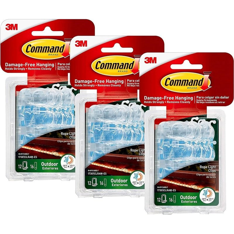 Command 17301CLRAW-ES Rope Light Clip, Plastic, Clear