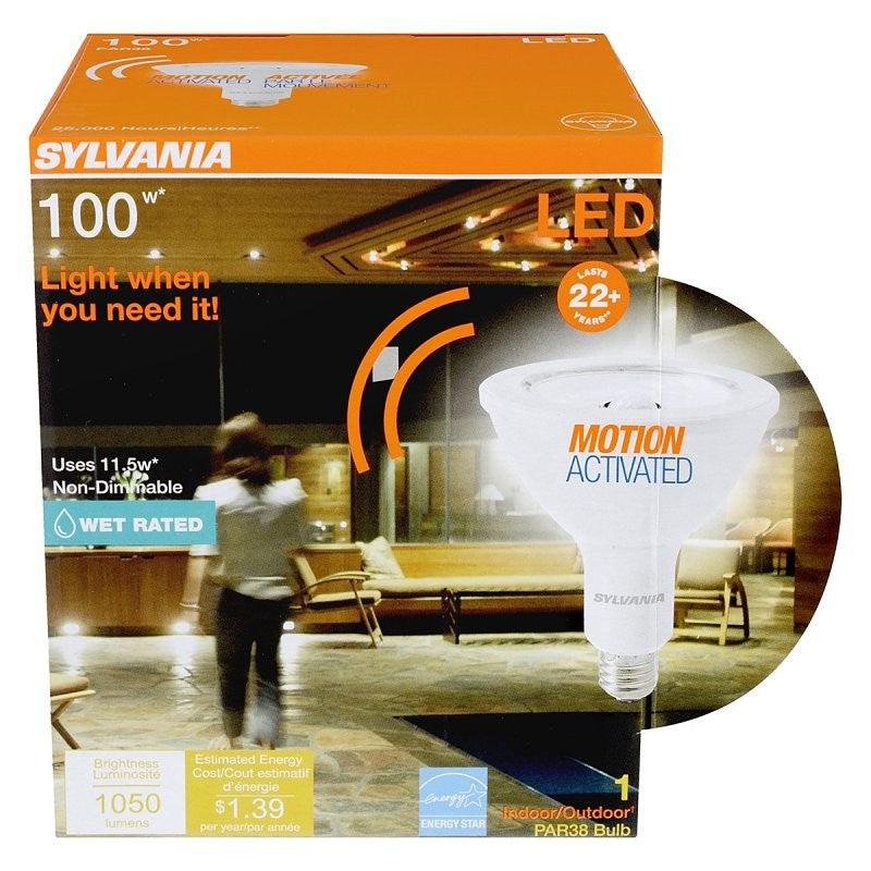 Sylvania 40195 Ultra LED Bulb, Flood, Spotlight, PAR38 Lamp, 100 W Equivalent, E26 Lamp Base, Clear, Daylight Light