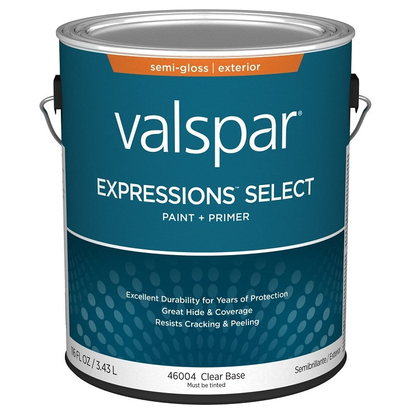 Valspar Expressions Select 4600 028.0046004.007 Latex Paint, Acrylic Base, Semi-Gloss Sheen, Clear Base, 1 gal (Pack of 4)