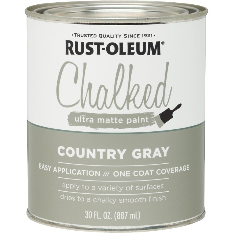 Rust-Oleum 285141 Chalk Paint, Ultra Matte, Country Gray, 30 oz (Pack of 2)