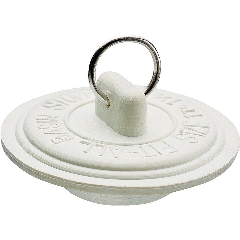 Plumb Pak Duo Fit Series PP22003 Drain Stopper, 1 to 1.37 in Dia Dimensions, Rubber, White, For: 1 to 1-3/8 in Sink