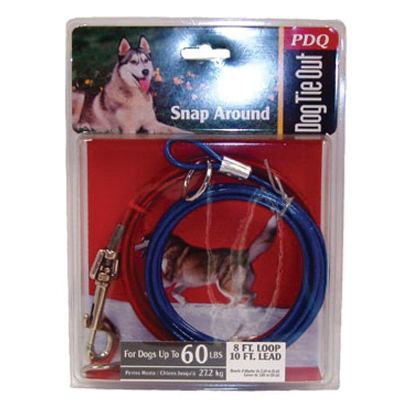 Boss Pet PDQ Q251500099 Pet Tie-Out Belt, 10 ft L Belt/Cable, For: Large Dogs up to 60 lb