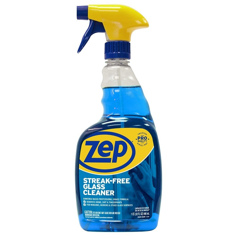 Zep ZU112032 Glass Cleaner, 32 oz, Dark Blue, Liquid, Pleasant