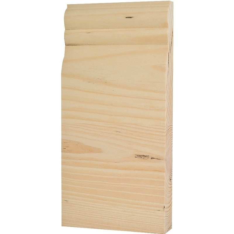 Waddell BTBC35 Trim Block Moulding, 8 in L, 3-3/4 in W, 1 in Thick, Pine Wood
