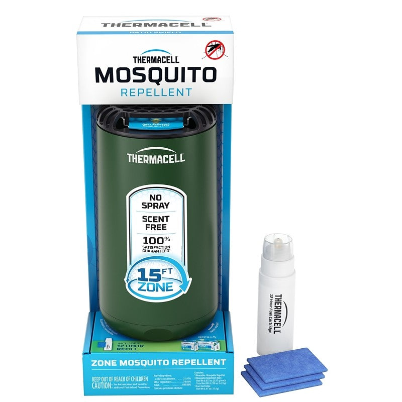 Thermacell Patio Shield PS1FOREST Mosquito Repeller, 12 hr Refill, 15 ft Coverage Area, Forest Green Housing
