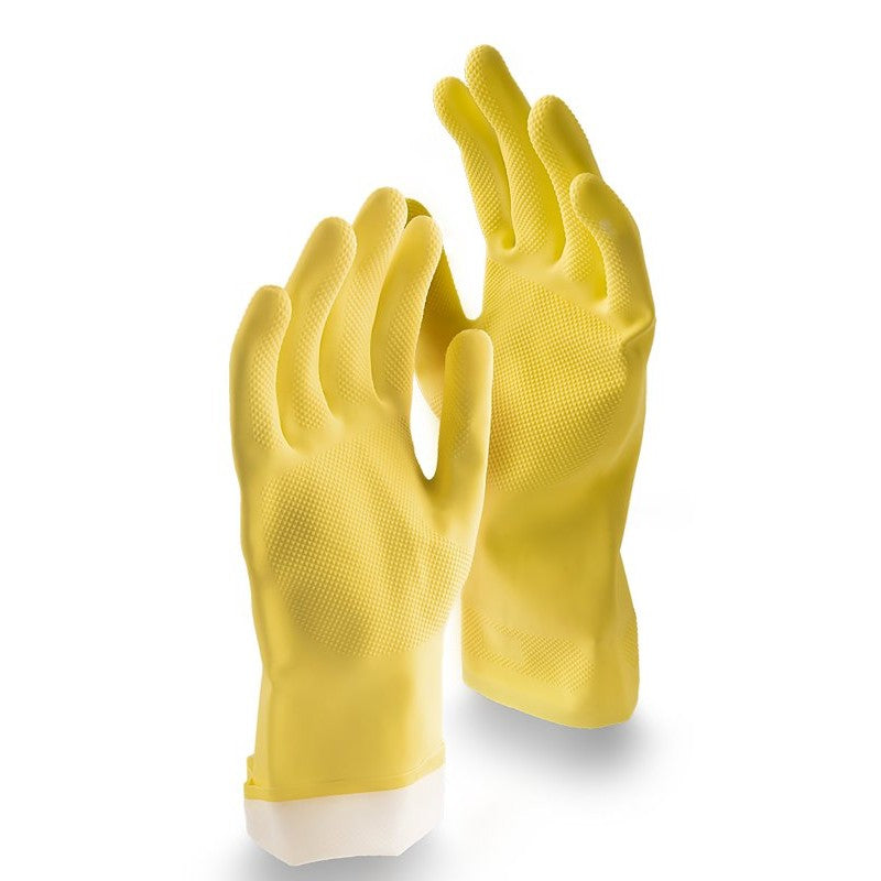 Libman 1321 All-Purpose Reusable Gloves, M, 12 in L, Latex, Yellow