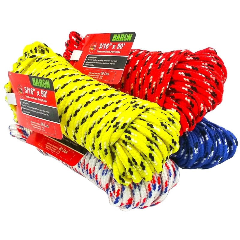 Baron 52617 Rope, 1/2 in Dia, 100 ft L, Polypropylene