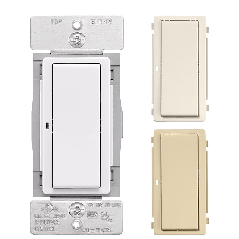 Eaton WFSW15-C2-SP-L Smart Switch, 1-Pole, 3-Way, 120 VAC, 60 Hz, Wi-Fi, Light Almond/Ivory/White