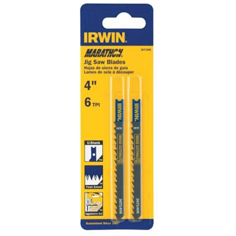 Irwin 3071406 Jig Saw Blade, 4 in L, 6 TPI, Carbon Steel