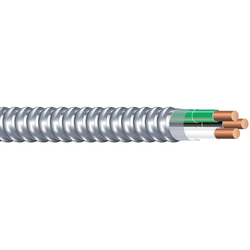 Southwire Armorlite 68580022 Armored Cable, 12 AWG Cable, 2 -Conductor, 50 ft L, Copper Conductor, PVC Insulation