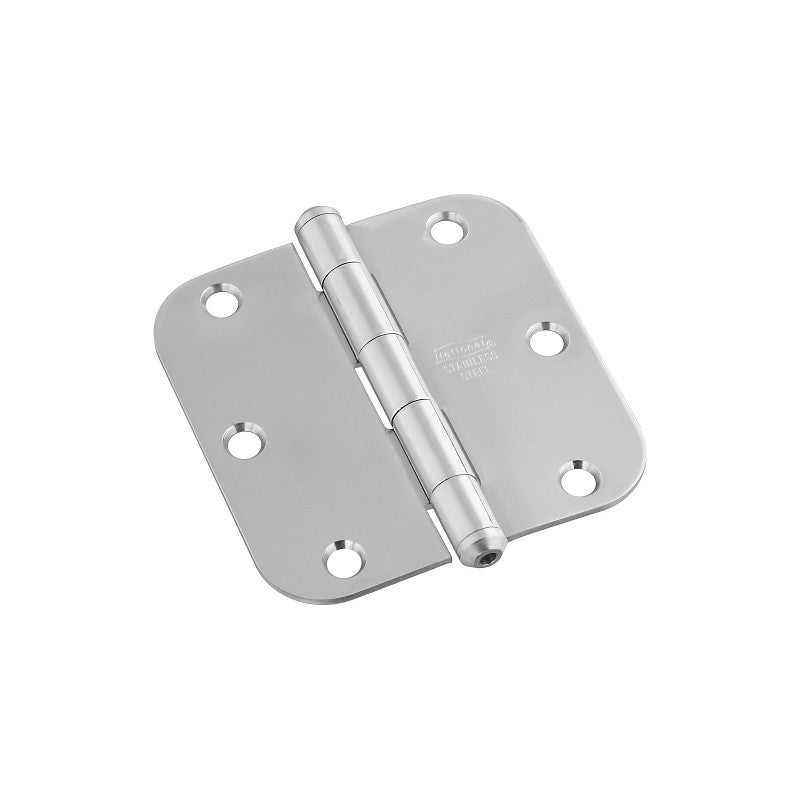 National Hardware N225-961 Door Hinge, 5/8 in Corner Radius, 3-1/2 in H Frame Leaf, Stainless Steel, Stainless Steel