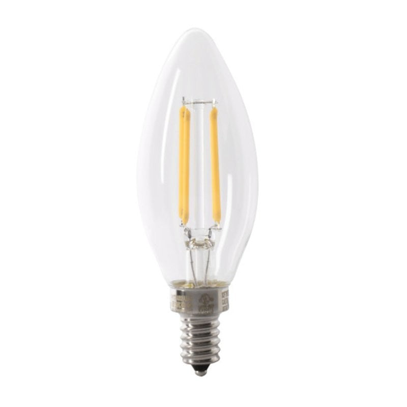 Feit Electric BPCTC40/927CA/FIL LED Bulb, 120 V, 300 Lumens, 3.3 W, B10 Lamp, 40 W Equivalent, E12 Lamp Base