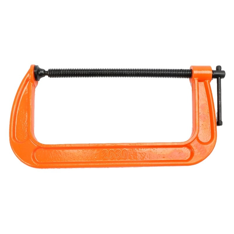 Pony 2680 Classic C-Clamp, 1000 lb Clamping, 8 in Max Opening Size, 4 in D Throat, Ductile Iron Body, Orange Body