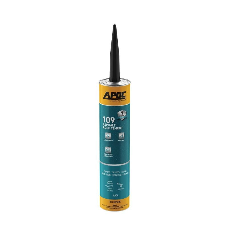 APOC AP-1099 Roof Cement, Black, Liquid, 10.1 oz Tube (Pack of 12)