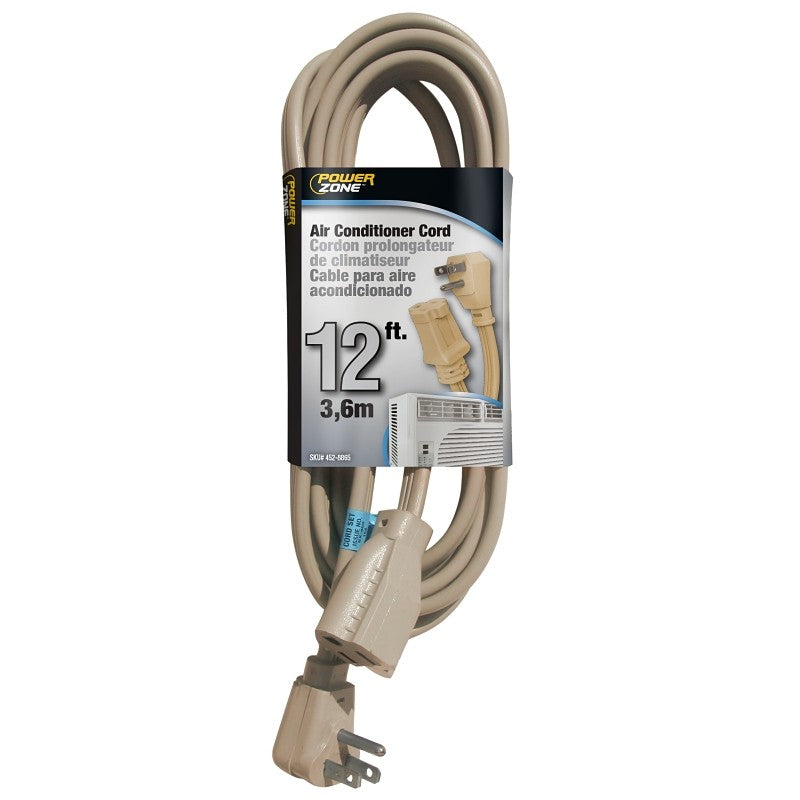 PowerZone OR681512 Extension Cord, SPT-3, Vinyl, Beige, For: Air conditioner and Appliances