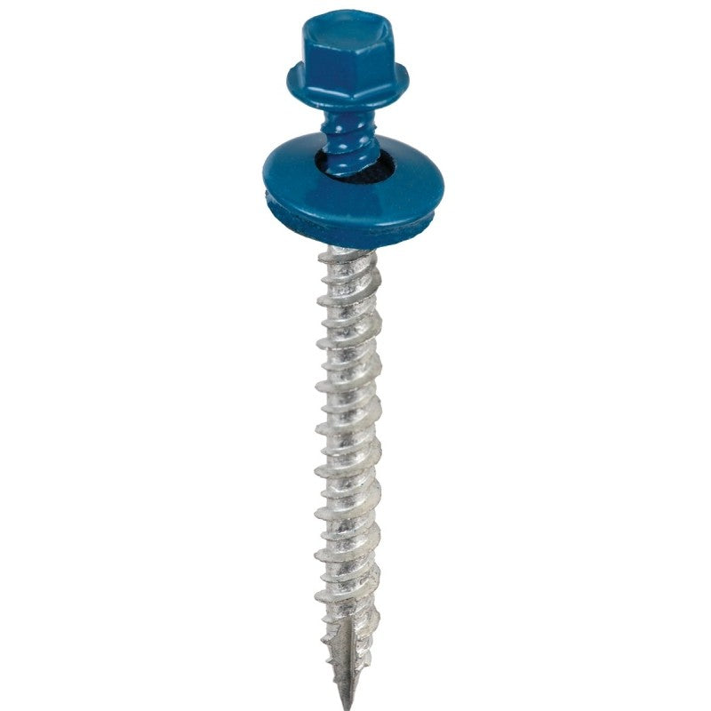 Acorn International SW-MW2BL250 Screw, #9 Thread, High-Low, Twin Lead Thread, Hex Drive, Self-Tapping, Blue, 250/BAG