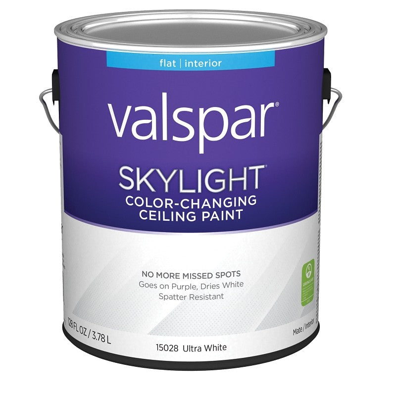 Valspar Skylight 15028 028.0015028.007 Ceiling Paint, Flat, Ultra White, 1 gal, Metal Pail, Latex Base (Pack of 4)