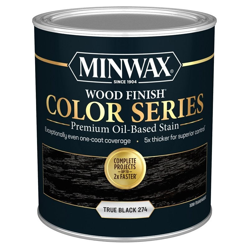 Minwax Wood Finish Color Series 800610000 Interior Wood Stain, Semi-Transparent, True Black, Liquid, 1 qt